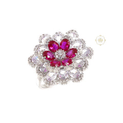 Sparkling Sapphire Bloom Ring