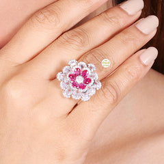 Sparkling Sapphire Bloom Ring