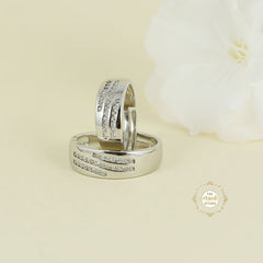Sparkling Silver Couple Rings