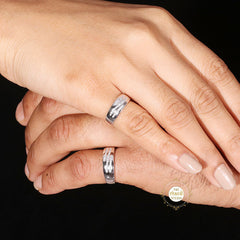 Sparkling Silver Couple Rings