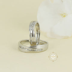 Sparkling Silver Couple Rings