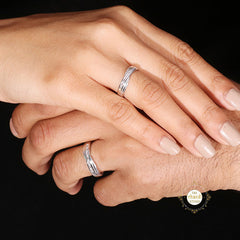 Sparkling Silver Couple Rings