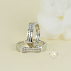 Sparkling Silver Couple Rings