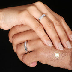 Sparkling Silver Couple Rings