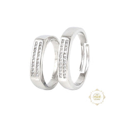 Sparkling Silver Couple Rings