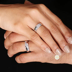 Sparkling Silver Couple Rings