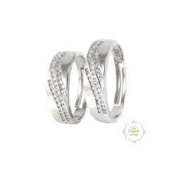Sparkling Silver Couple Rings