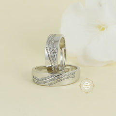 Sparkling Silver Couple Rings