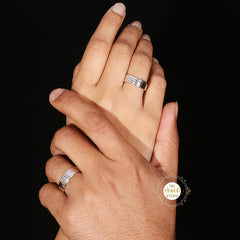Sparkling Silver Couple Rings