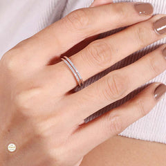 Sterling Silver Sparkling layer up stack Ring