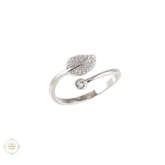 Sterling Silver Sparkling Whispering Leaf Ring