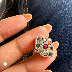 Sterling Silver Navratan Ring