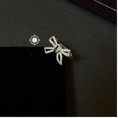 Sparkling Silver Ribbon Bow Ring
