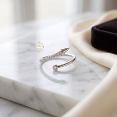 Sparkling Silver Crystal Arrow Ring