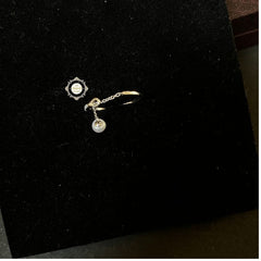 Sparkling Silver Pearl Drop Ring