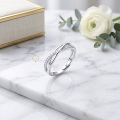 Sparkling Silver Criss Cross Ring
