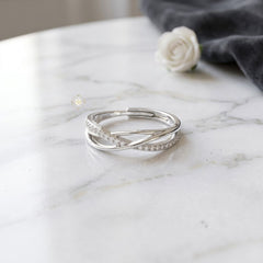 Sparkling Silver Criss Cross Ring