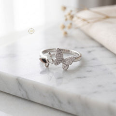 Sparkling Silver Butterfully Ring
