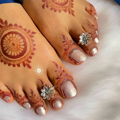 Pure 925 Sterling Silver Flower Toe Ring