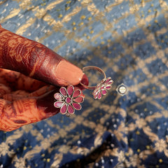 Pure 925 Sterling Silver Flower Toe Ring