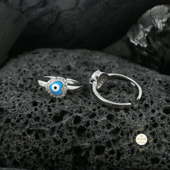 Sparkling Silver Evil Eye Toe Ring