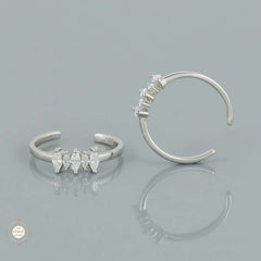 Sterling Silver Sparkling Grace Leaf Toe Ring