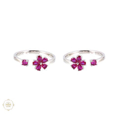 Sterling Silver Sterling Floral Elegance Toe Ring