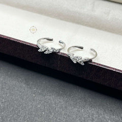 Sterling Silver Sparkling Leaf Toe Ring