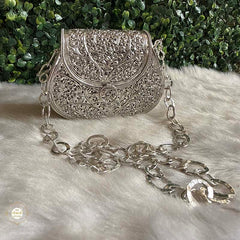 Buy Silver Mini Flower Statement Purse Online