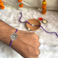 Sterling Silver Glass Stone Rakhi (Purple)