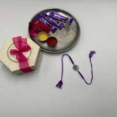 Sterling Silver Glass Stone Rakhi (Purple)