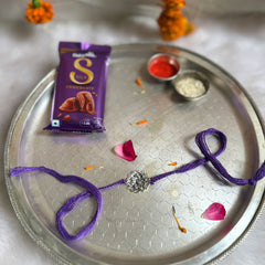 Sterling Silver Glass Stone Rakhi (Purple)