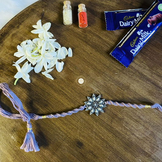 Sterling Silver Lavender Flower Rakhi
