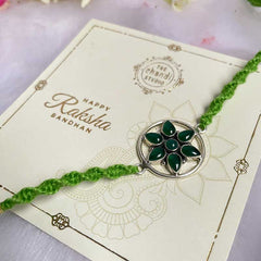 Sterling Silver Dreamy Floral Rakhi (Green)