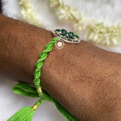Sterling Silver Dreamy Floral Rakhi (Green)