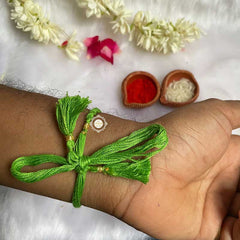 Sterling Silver Dreamy Floral Rakhi (Green)