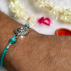 Sterling Silver Floral Chakra Rakhi (Turquoise)