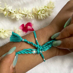 Sterling Silver Floral Chakra Rakhi (Turquoise)