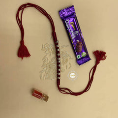 Sterling Silver Ghungroo Rakhi (Maroon)