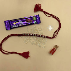 Sterling Silver Ghungroo Rakhi (Maroon)