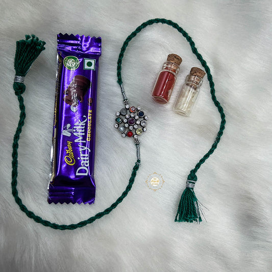 Timeless Navratna Rakhi - Green