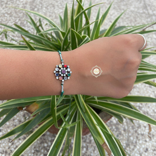 Timeless Navratna Rakhi - Green