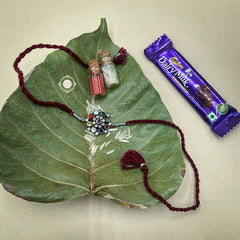 Timeless Navratna Rakhi - Red