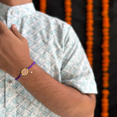 Pure Silver Rakhi with Meenakari Work