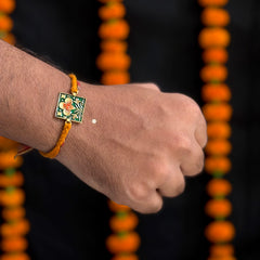 Sterling Silver Meenakari Rakhi