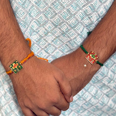 Sterling Silver Meenakari Rakhi