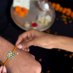 Sterling Silver Meenakari Rakhi