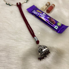 Sterling Silver Lumba Rakhi (Maroon)