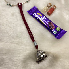 Sterling Silver Lumba Rakhi (Maroon)