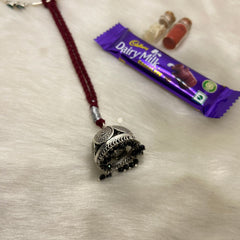 Sterling Silver Lumba Rakhi (Maroon)